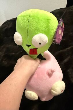 Invader Zim GIR 10” Plush on Pink Pig Piggy Plush Stuffed Animal New